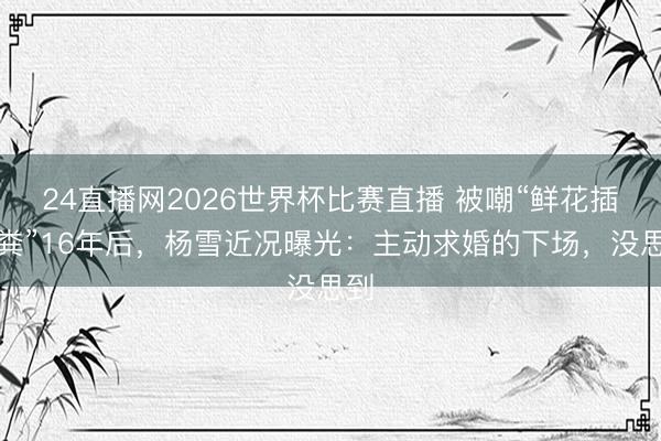 24直播网2026世界杯比赛直播 被嘲“鲜花插牛粪”16年后,杨雪近况曝光:主动求婚的下场,没思到