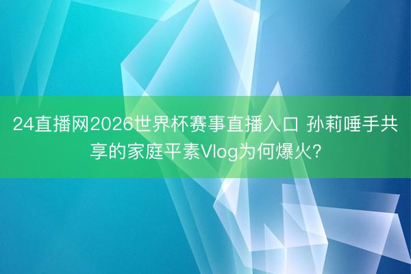 24直播网2026世界杯赛事直播入口 孙莉唾手共享的家庭平素Vlog为何爆火?