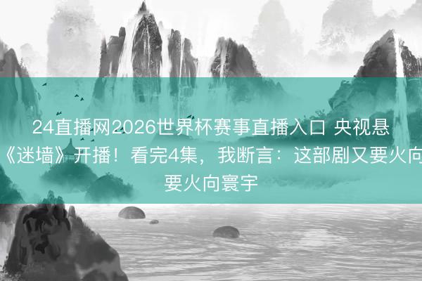 24直播网2026世界杯赛事直播入口 央视悬疑剧《迷墙》开播!看完4集,我断言:这部剧又要火向寰宇