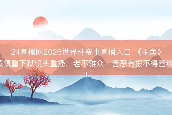 24直播网2026世界杯赛事直播入口 《主角》黄慎重下狱镜头重播,老不雅众:善恶有报不得善终!