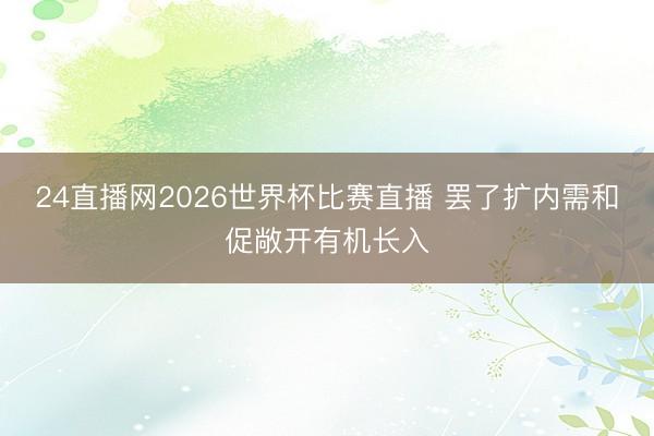 24直播网2026世界杯比赛直播 罢了扩内需和促敞开有机长入